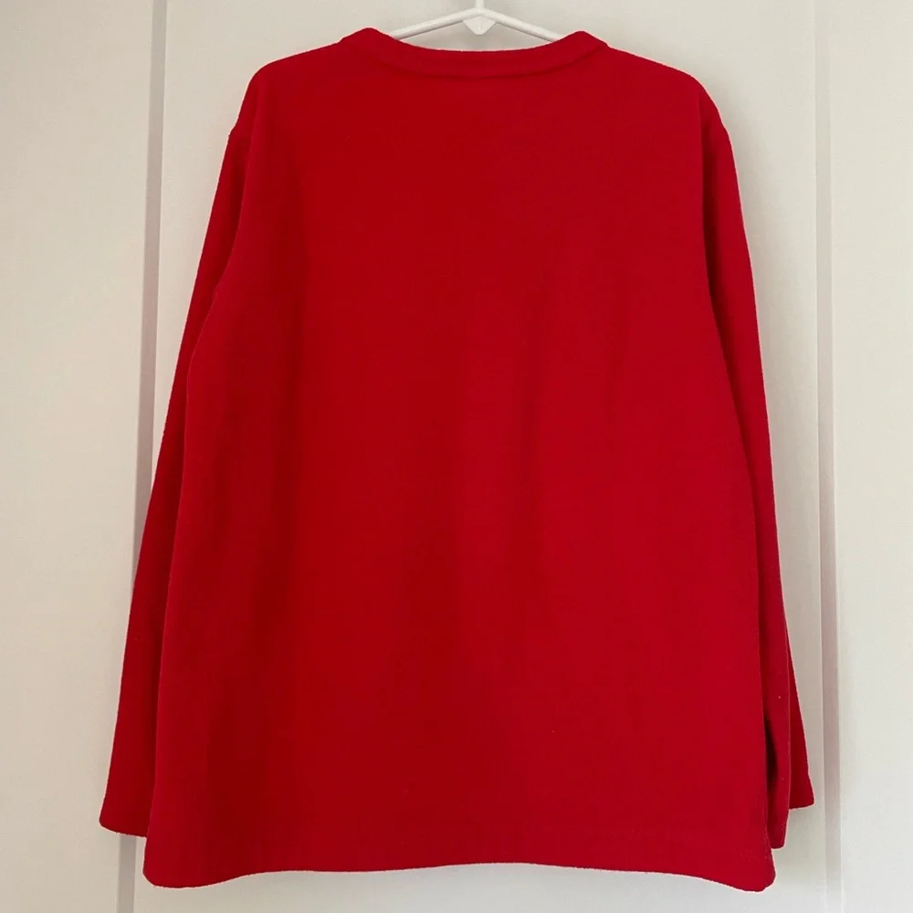 LANDS END Kids Fleece Red Hockey Pajama Top size 8